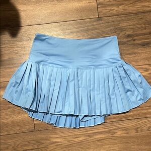 Elegant Sky Blue Pleated Mini Skirt